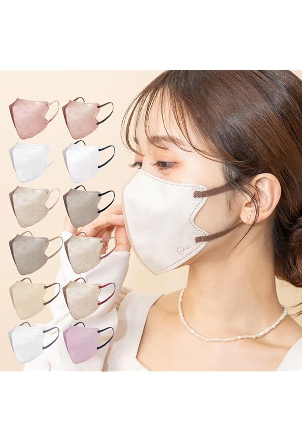 ○○やん【E-Lineマスク】『ベージュ／オレンジ』大きめ　39枚入×5箱 Amazon.co.jp: [マスク習慣] 不織布 E-lineマスク 30枚入 ふつう